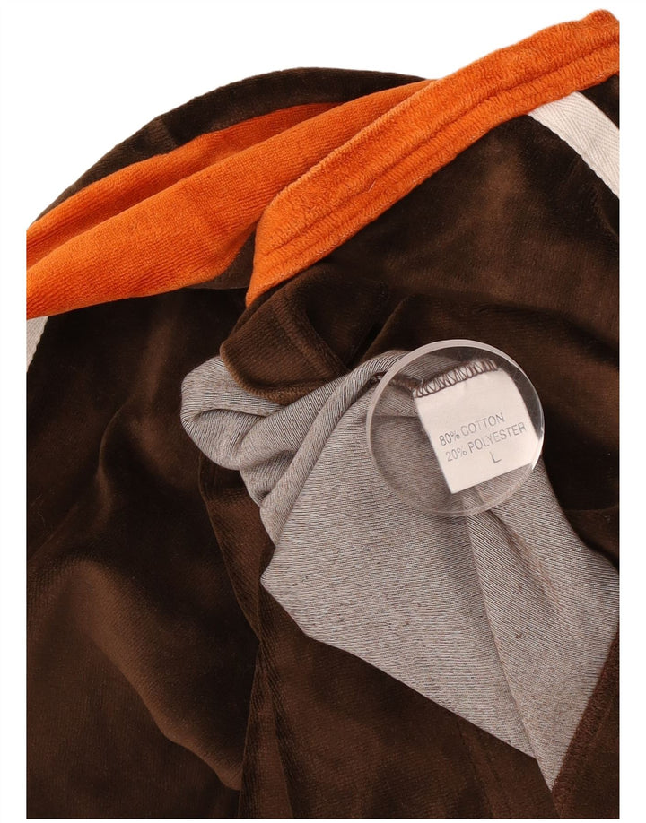Vintage Mens Top Long Sleeve Large Brown Colourblock Cotton