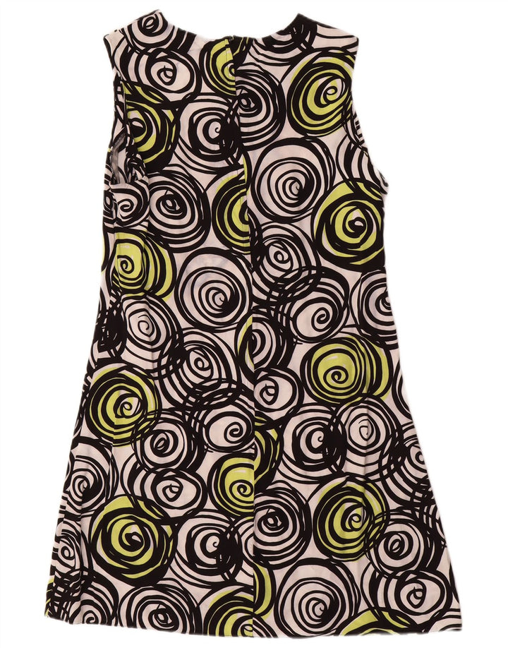 VINTAGE Womens Sleeveless A-Line Dress UK 14 Medium Black Geometric
