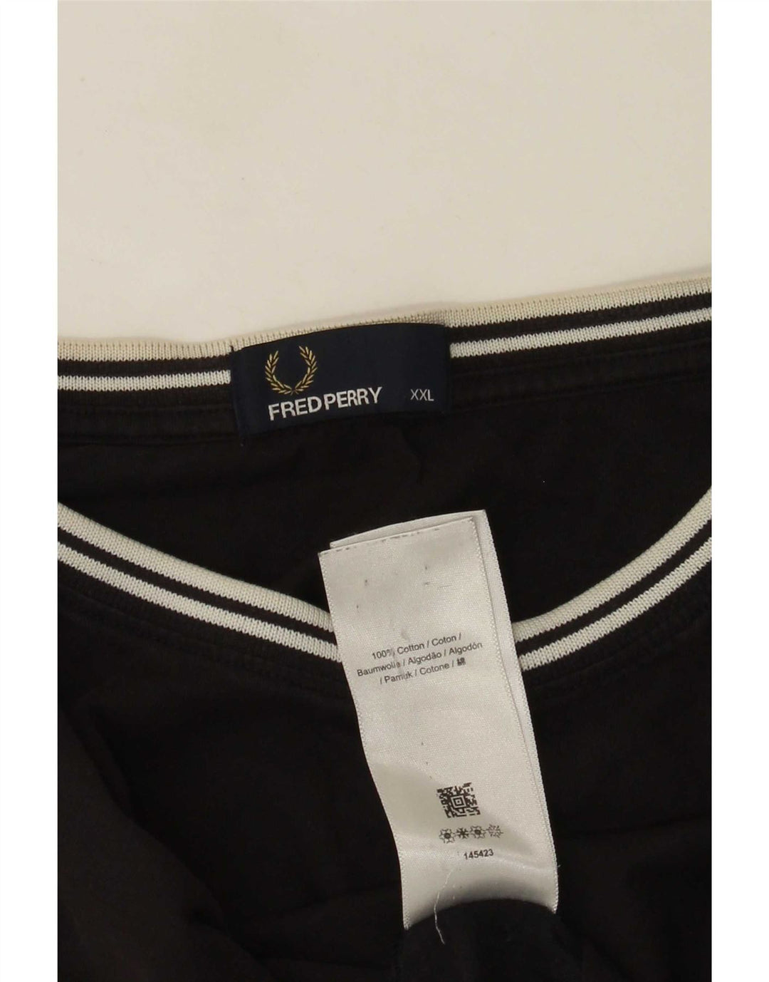 Fred Perry Mens T-Shirt Top 2XL Black Cotton