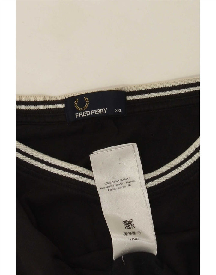 Fred Perry Mens T-Shirt Top 2XL Black Cotton