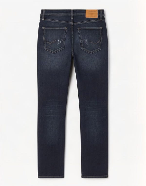Jack & Jones Mens Clark Straight Jeans W32 L32 Navy Blue Cotton