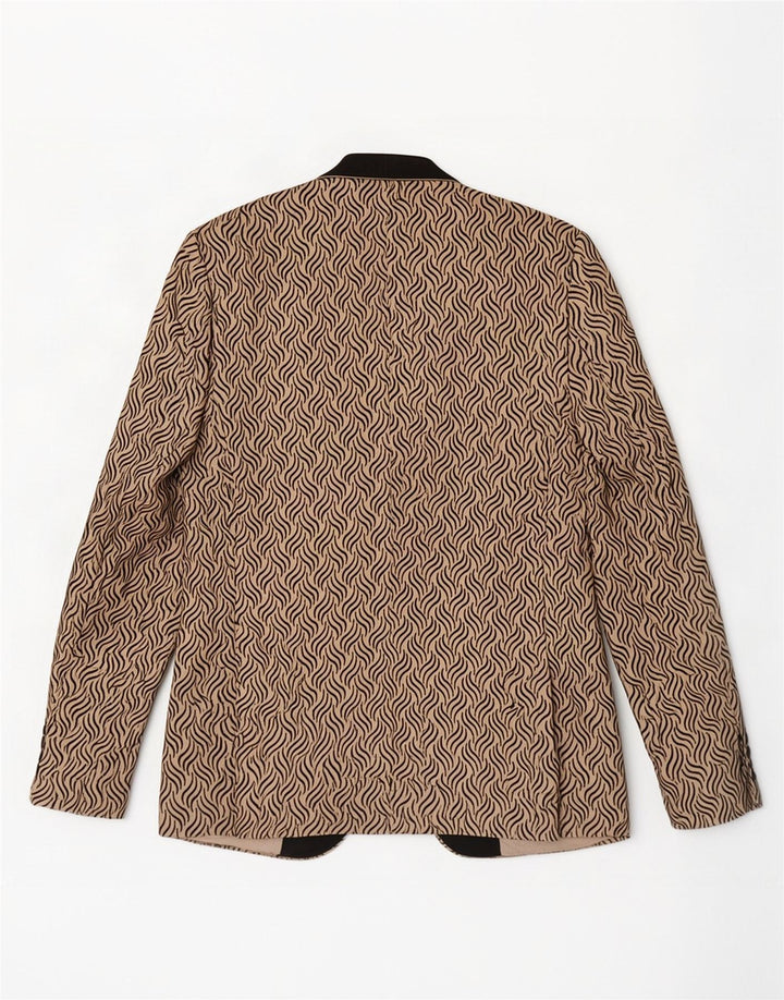 Daniel Gallotti Womens 1 Button Blazer Jacket IT 50 XL Beige Geometric