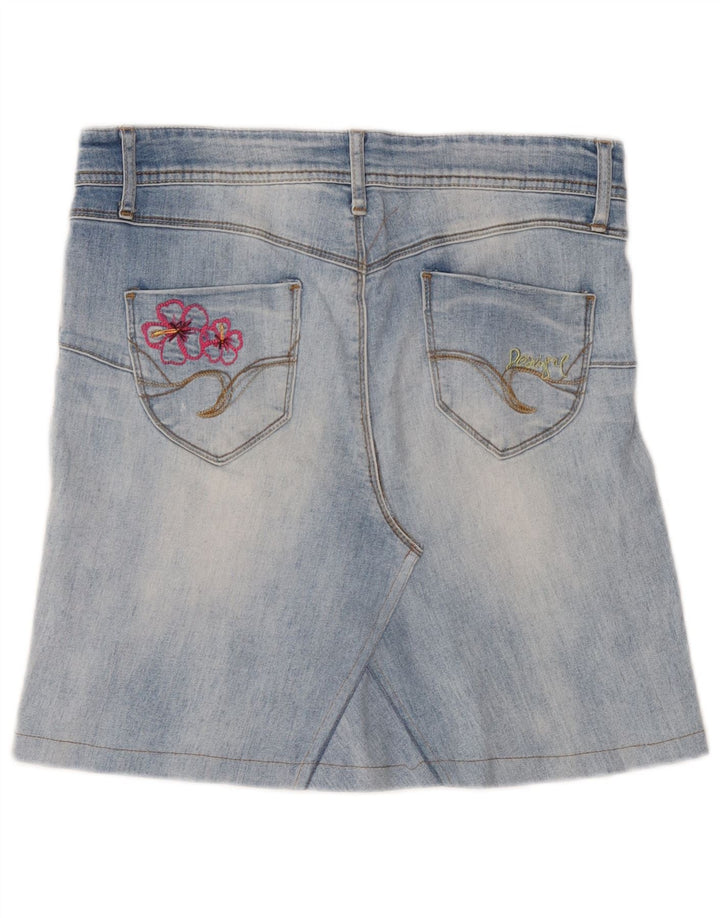 Desigual Womens Graphic Mini Denim Skirt W30 Medium Blue Floral