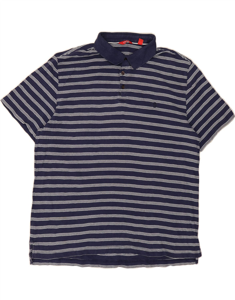 IZOD Mens Polo Shirt XL Navy Blue Striped Cotton Vintage Izod and Second-Hand Izod from Messina Hembry 