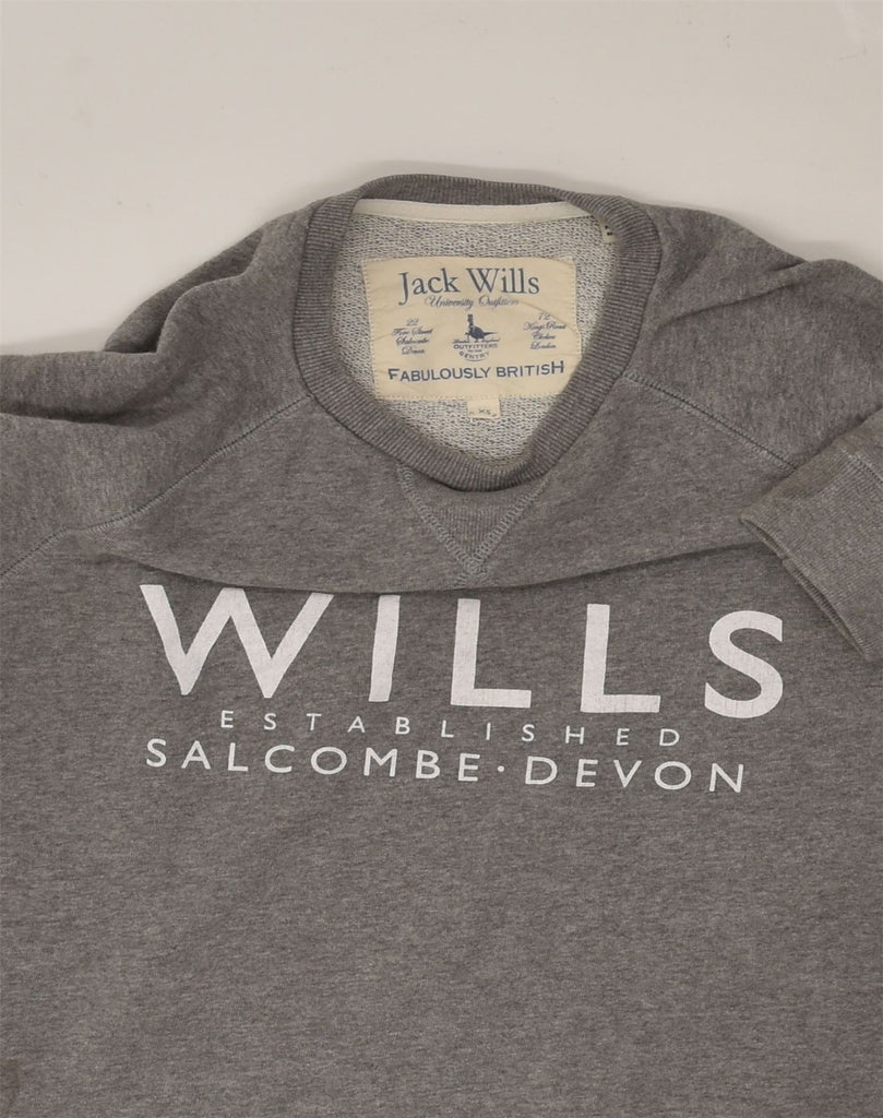 JACK WILLS Mens Graphic Sweatshirt Jumper XS Grey Cotton | Vintage Jack Wills | Thrift | Second-Hand Jack Wills | Used Clothing | Messina Hembry 