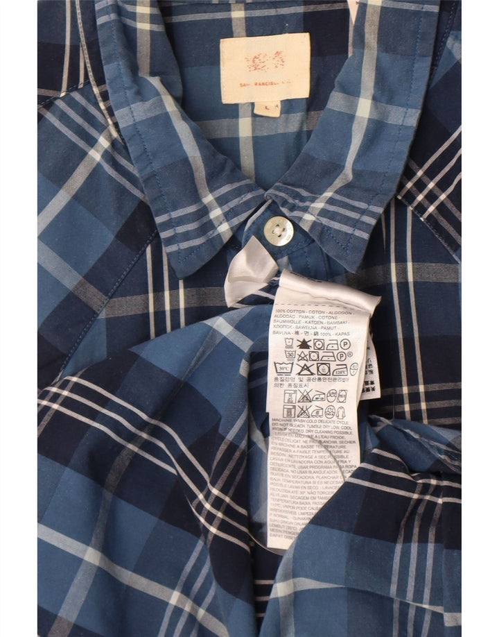 Levi's Mens Short Sleeve Shirt Large Blue Check Cotton