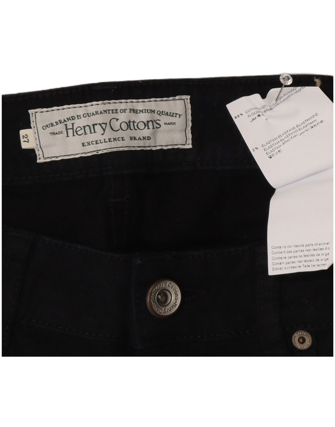 Henry Cottons Womens Straight Jeans W27 L30 Black Cotton