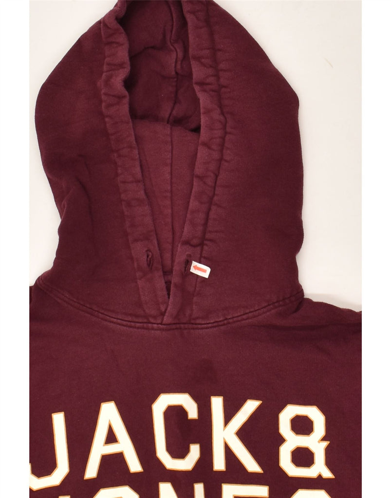 JACK & JONES Mens Graphic Hoodie Jumper Large Burgundy Cotton | Vintage Jack & Jones | Thrift | Second-Hand Jack & Jones | Used Clothing | Messina Hembry 