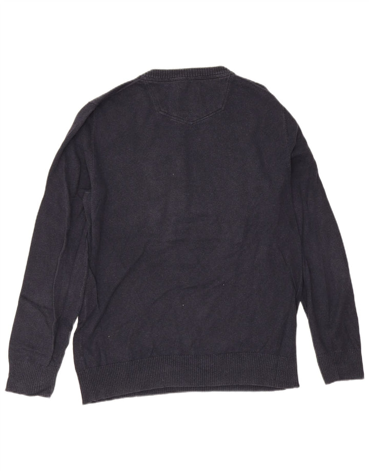 Fat Face Mens V-Neck Jumper Sweater Medium Navy Blue Cotton