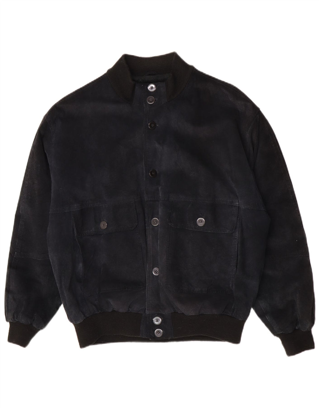 John Monroe Mens Loose Fit Suede Bomber Jacket UK 36 Small Navy Blue