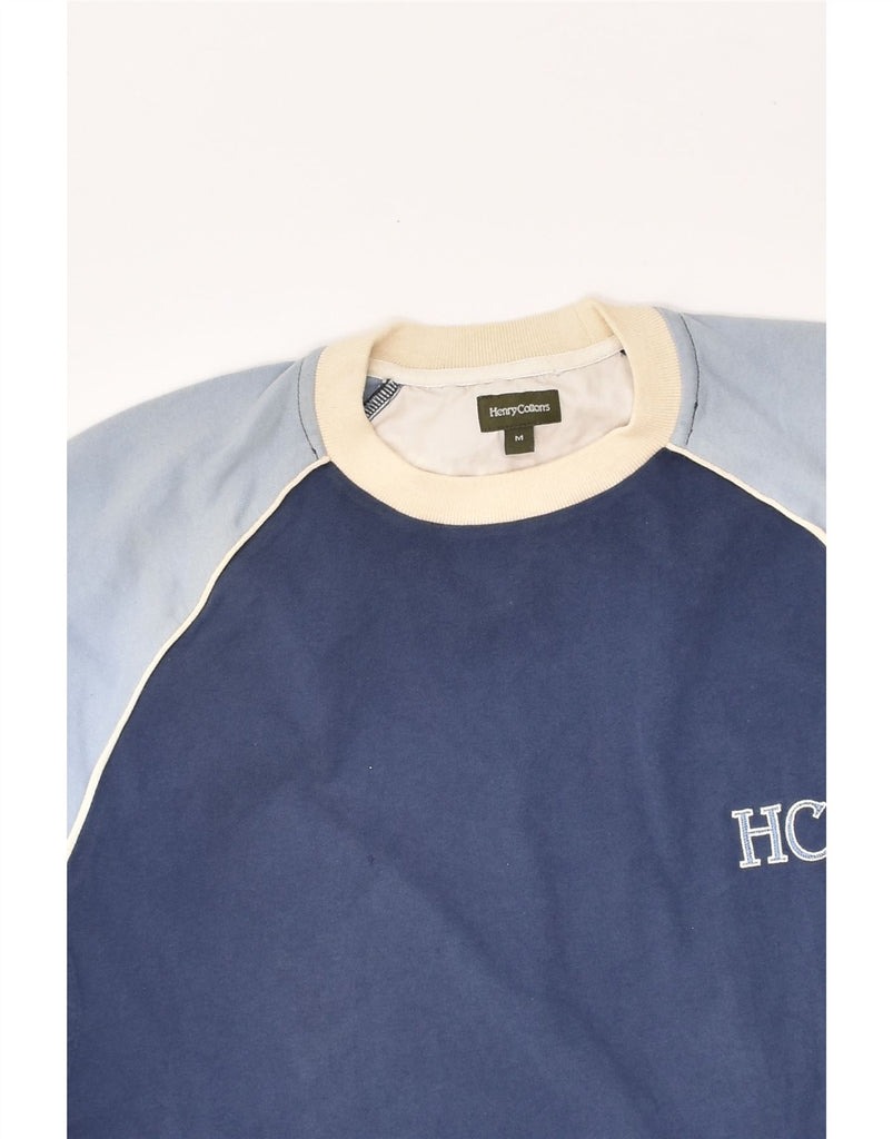 HENRY COTTONS Mens Sweatshirt Jumper Medium Blue Colourblock Cotton | Vintage Henry Cottons | Thrift | Second-Hand Henry Cottons | Used Clothing | Messina Hembry 