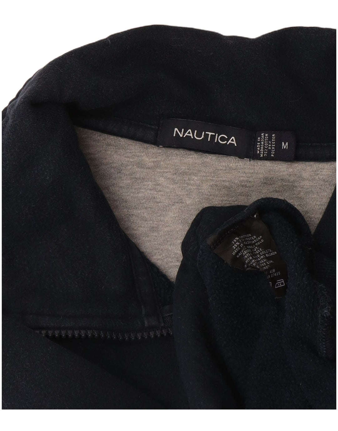 Nautica Mens Zip Neck Sweatshirt Jumper Medium Navy Blue Cotton