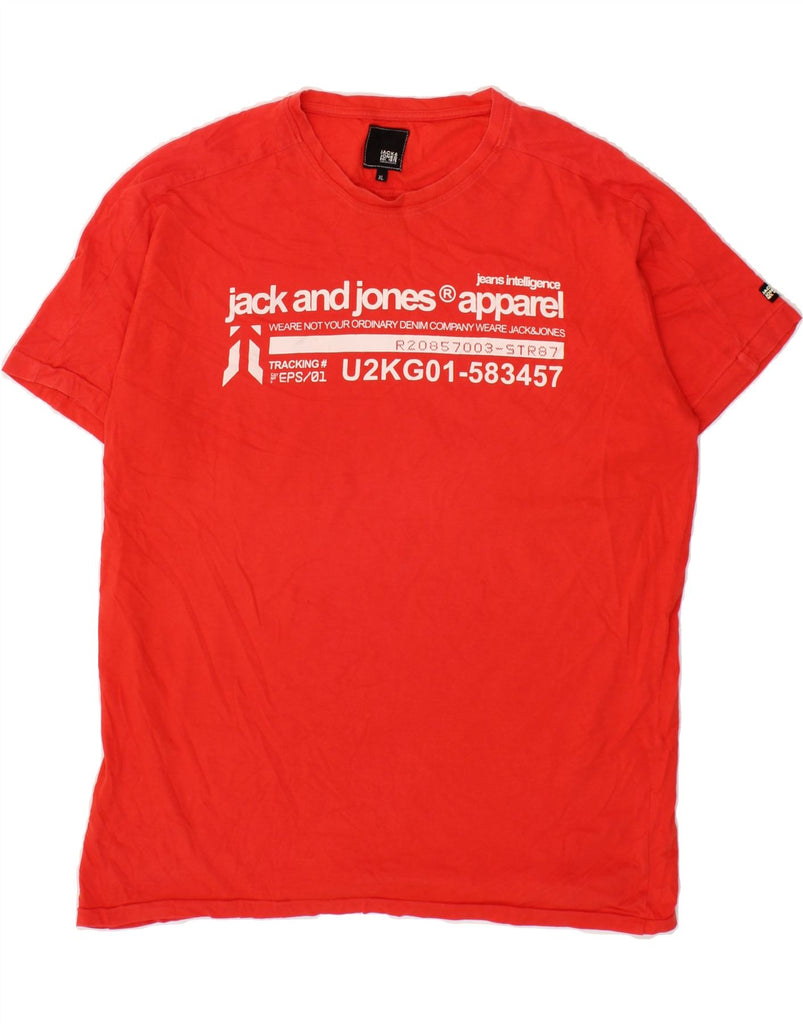 JACK & JONES Mens Graphic T-Shirt Top XL Red Cotton Vintage Jack & Jones and Second-Hand Jack & Jones from Messina Hembry 