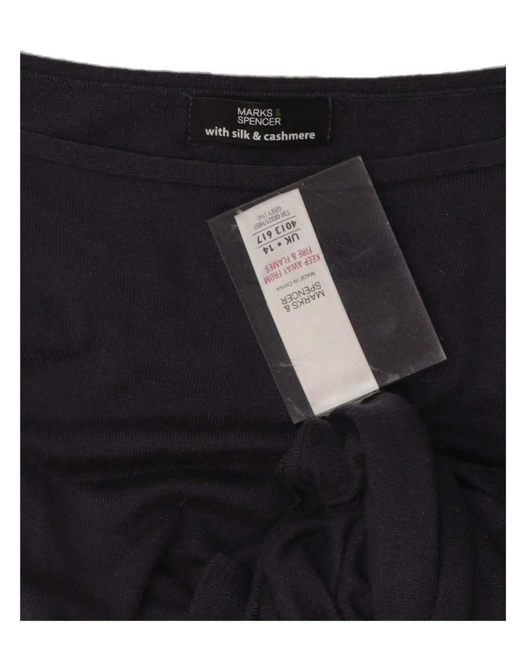 MARKS & SPENCER Womens Long Sleeve Jumper Dress UK 14 Medium Navy Blue Vintage Marks & Spencer and Second-Hand Marks & Spencer from Messina Hembry 