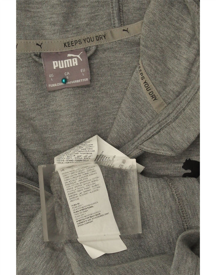 Puma Mens Zip Hoodie Sweater Large Grey Colourblock Cotton
