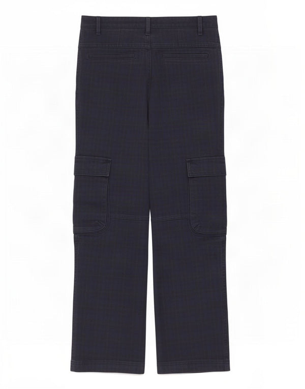 Zara Womens Straight Cargo Trousers Medium W28 L28 Navy Blue Check