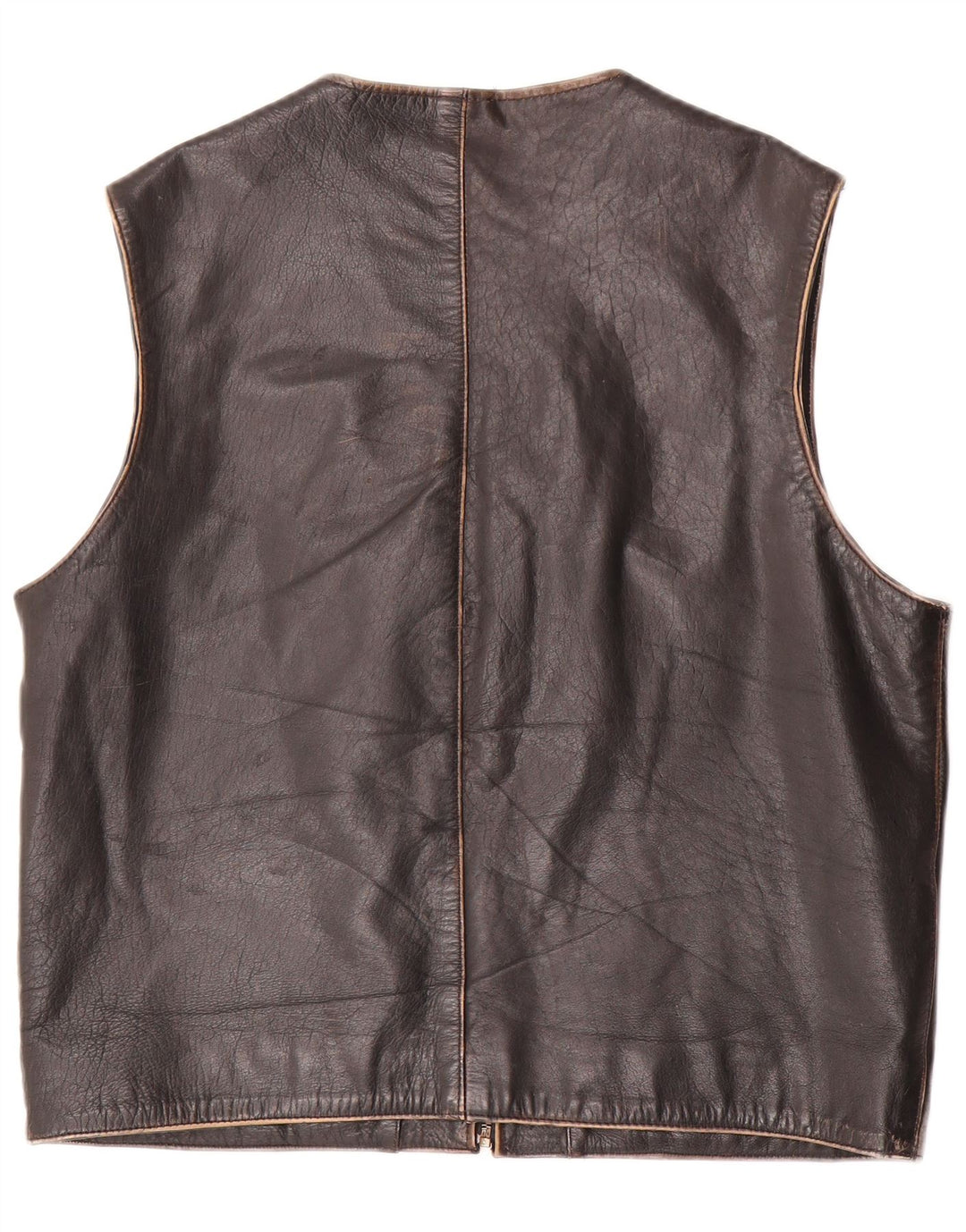 Conbipel Mens Leather Gilet UK 40 Large Brown Leather