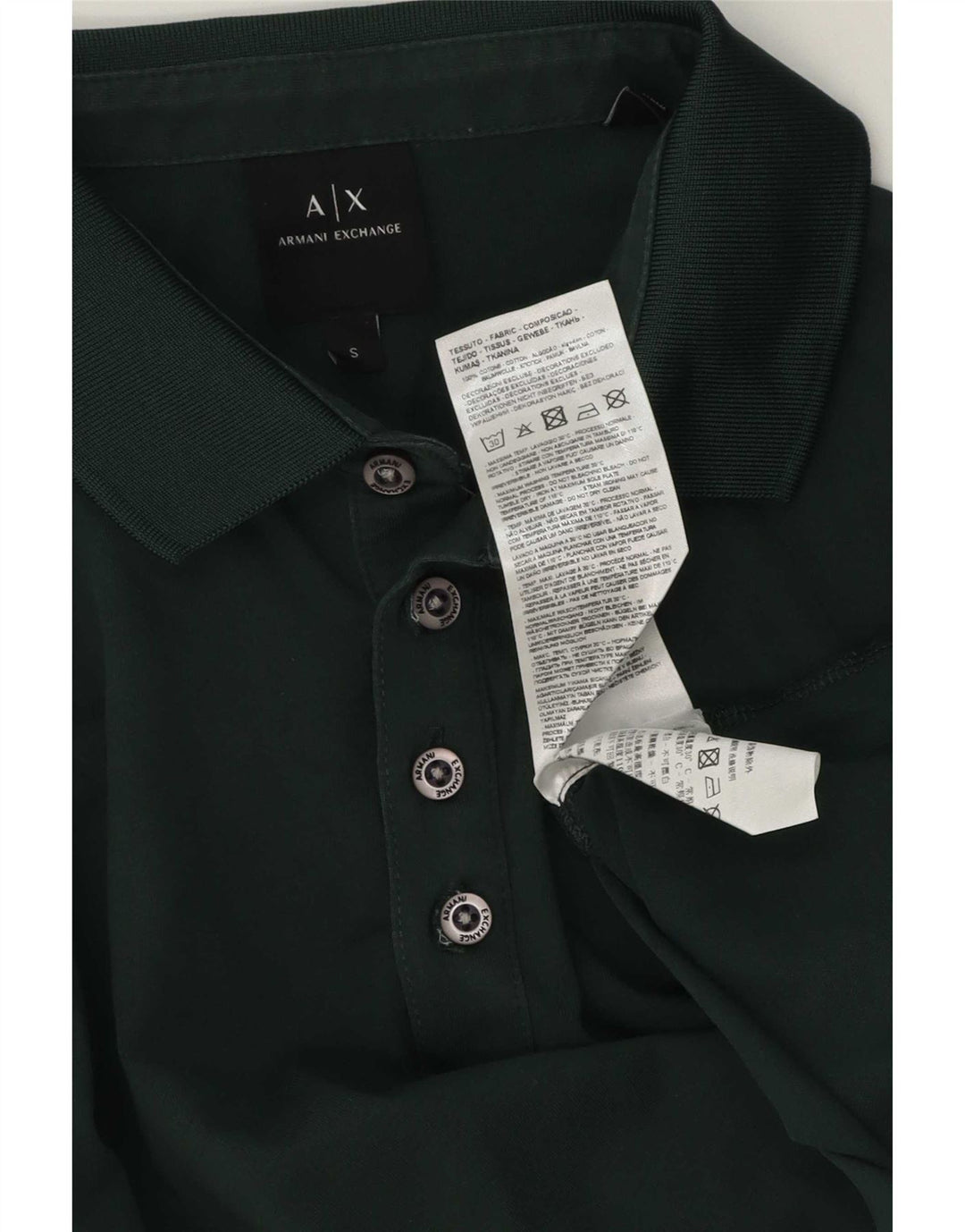 Armani Exchange Mens Polo Shirt Small Green Cotton