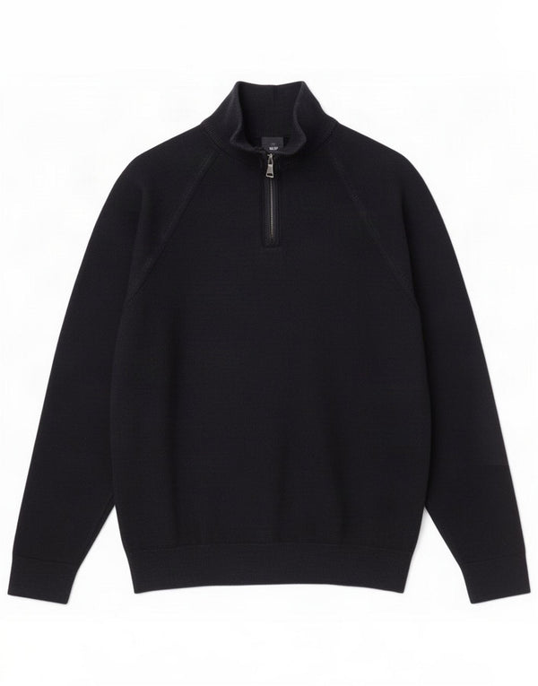 Marks & Spencer Mens Zip Neck Jumper Sweater Medium Navy Blue Flecked