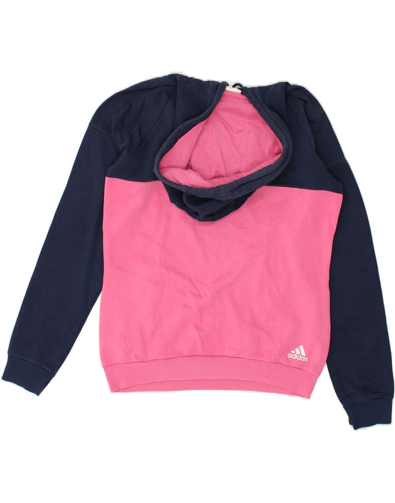 ADIDAS Womens Graphic Hoodie Jumper UK 8/10 Small Pink Colourblock | Vintage Adidas | Thrift | Second-Hand Adidas | Used Clothing | Messina Hembry 