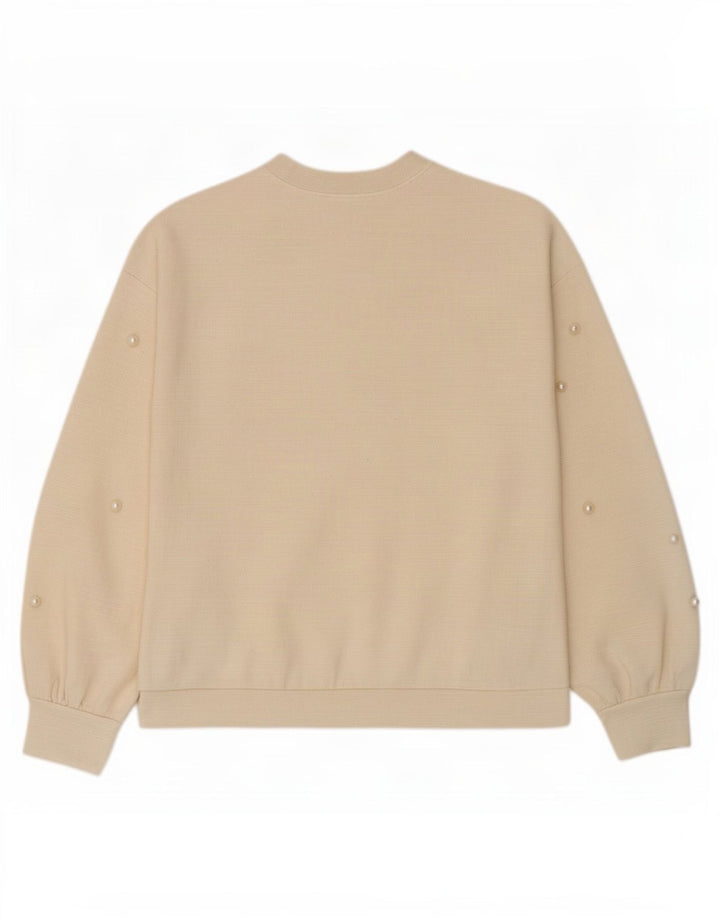 Zara Womens Top Long Sleeve UK 12 Medium Off White Polyester
