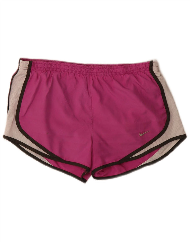 Nike Womens Dri Fit Sport Shorts UK 14 Medium Pink Colourblock Polyester