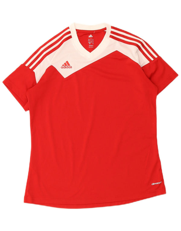 Adidas Womens Climacool T-Shirt Top UK 16/18 Large Red Colourblock