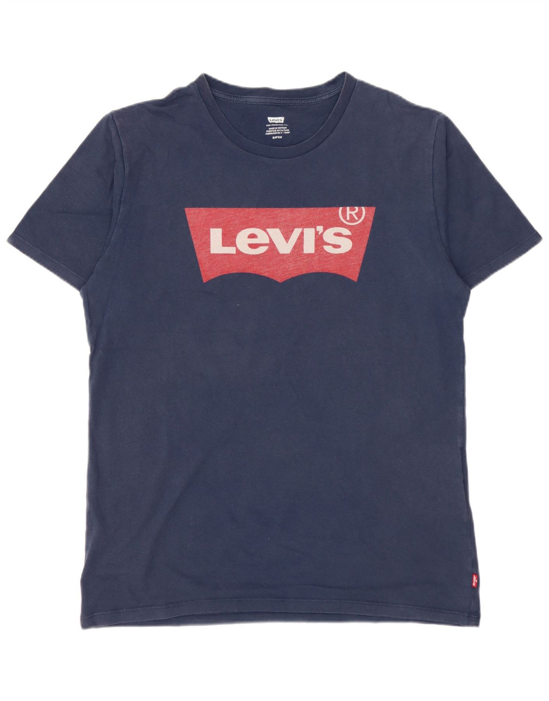 LEVI'S Mens Graphic T-Shirt Top Small Navy Blue Cotton