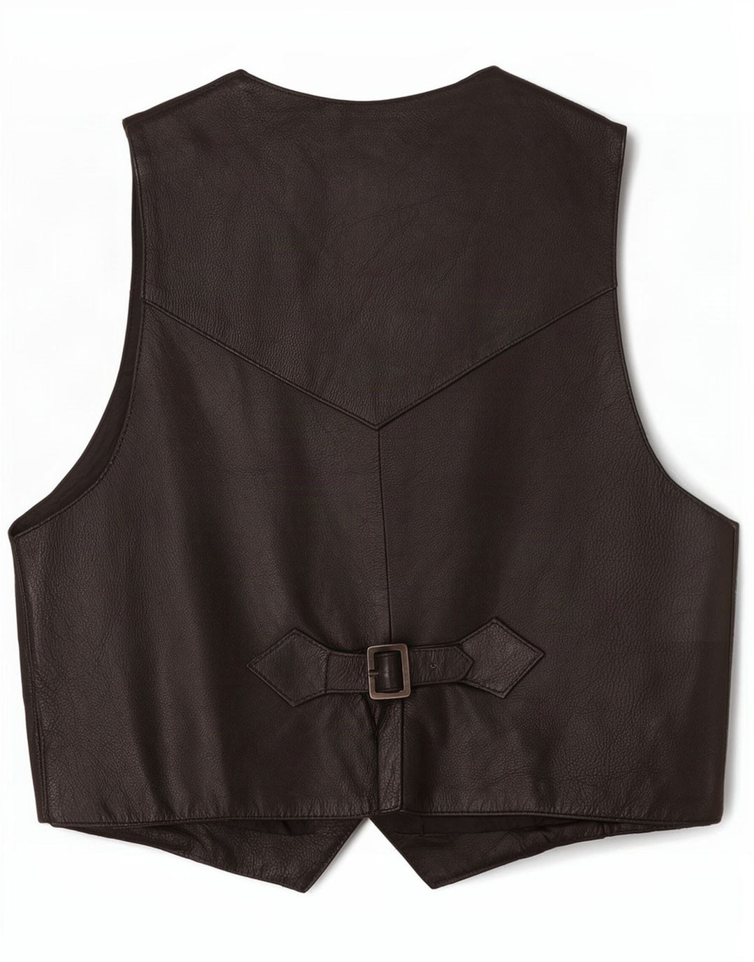 Vintage Mens Leather Waistcoat Medium Black
