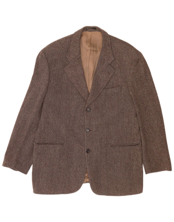 Carlo Barbera Mens 3 Button Blazer Jacket IT 54 2XL Brown Houndstooth