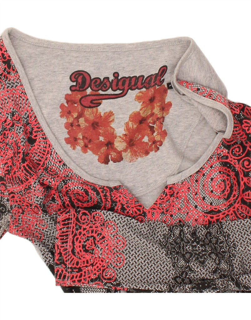 DESIGUAL Womens A-Line Dress UK 14 Large Grey Paisley Cotton | Vintage Desigual | Thrift | Second-Hand Desigual | Used Clothing | Messina Hembry 