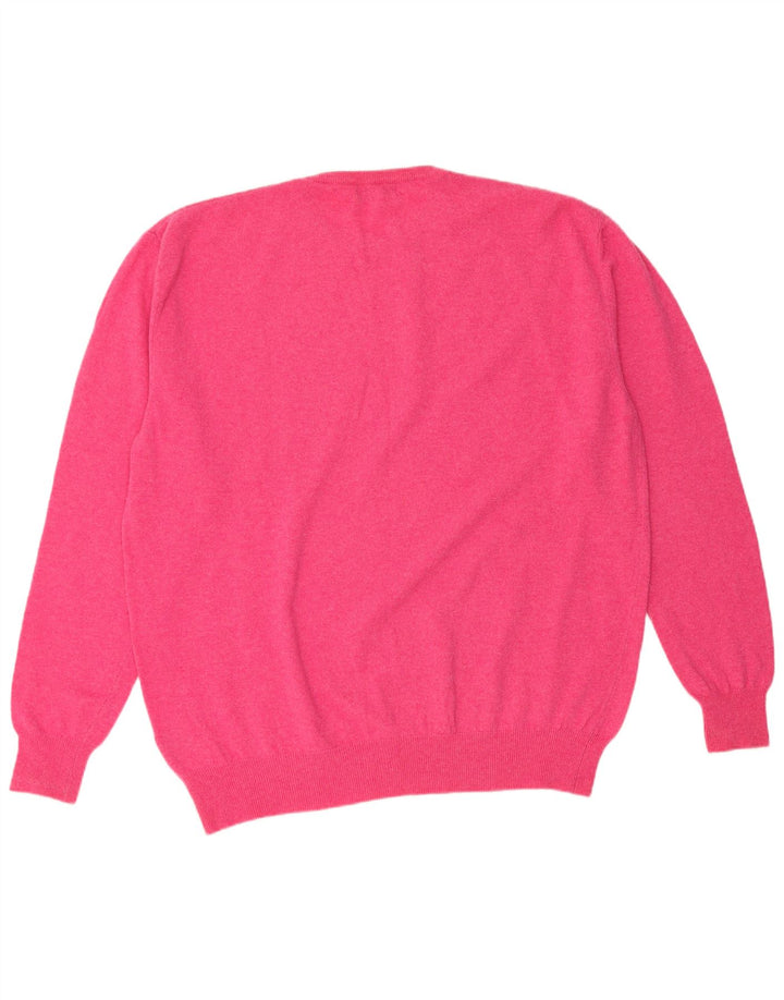 KAPPA Womens Crew Neck Jumper Sweater UK 22 3XL Pink Lambswool
