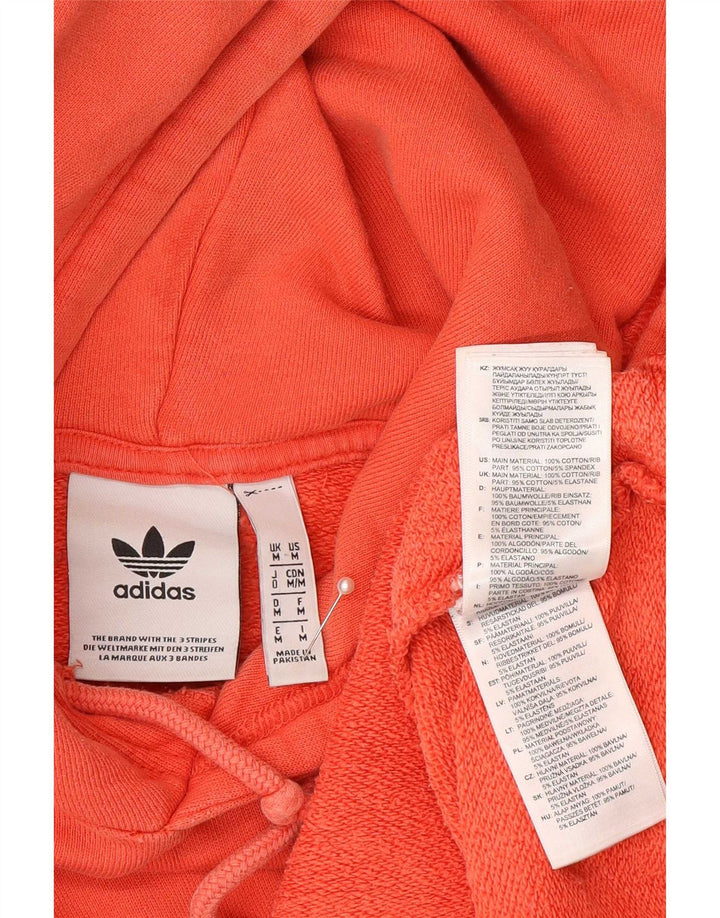 Adidas Mens Hoodie Jumper Medium Orange Cotton