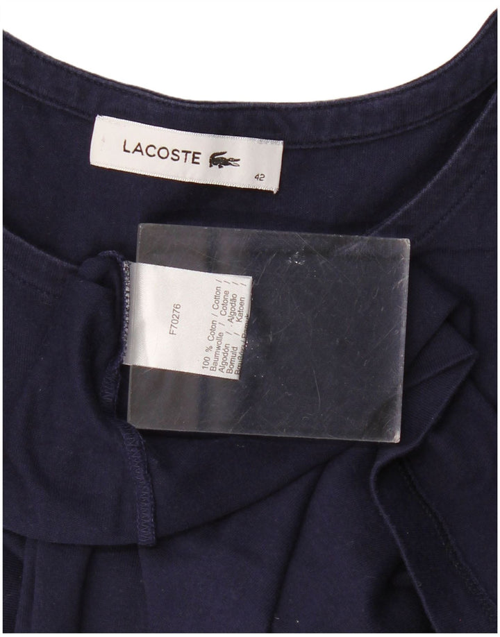 LACOSTE Womens T-Shirt Top Size 42 Large Navy Blue Cotton