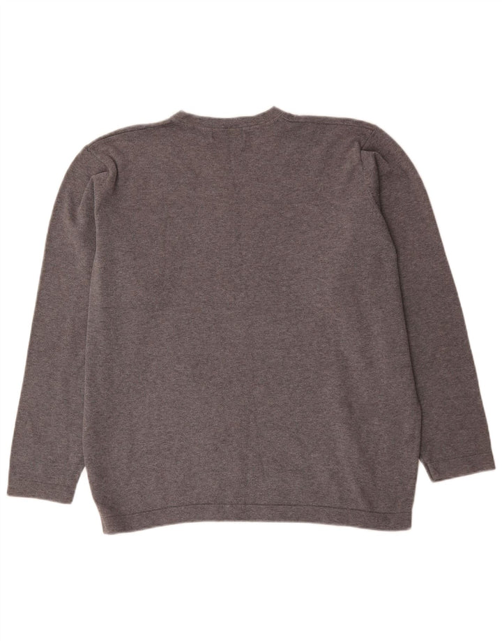 Marks & Spencer Mens V-Neck Jumper Sweater XL Grey Cotton