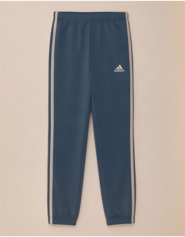 Adidas Boys Tracksuit Trousers Joggers 7-8 Years Blue Polyester