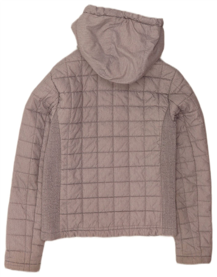 Superdry Womens Hooded Padded Jacket UK 10 Small Grey Polyester