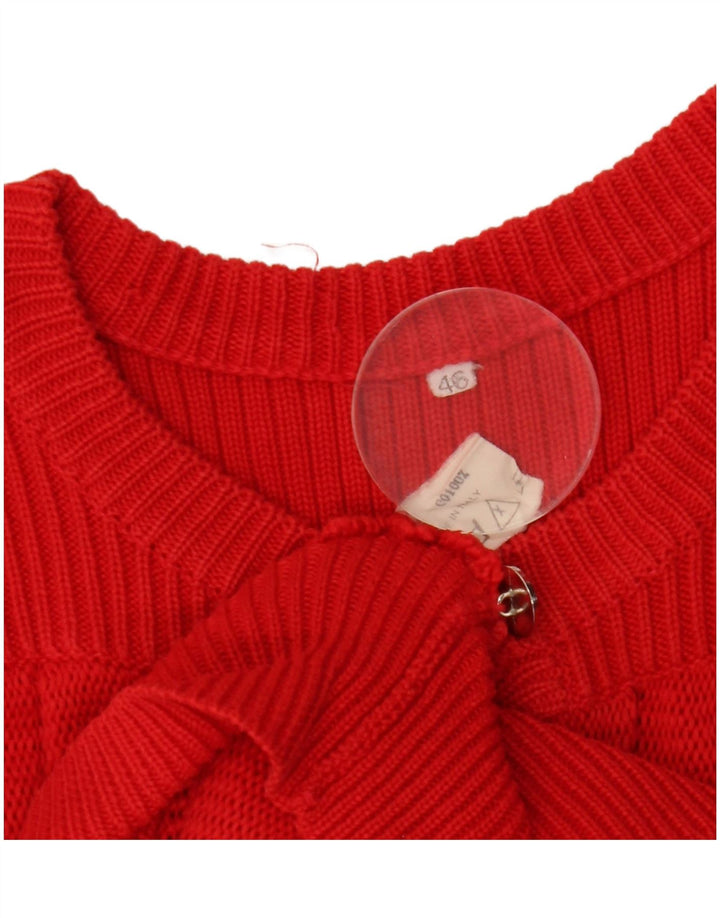 Vintage Womens Cardigan Sweater IT 46 Large Red Cotton