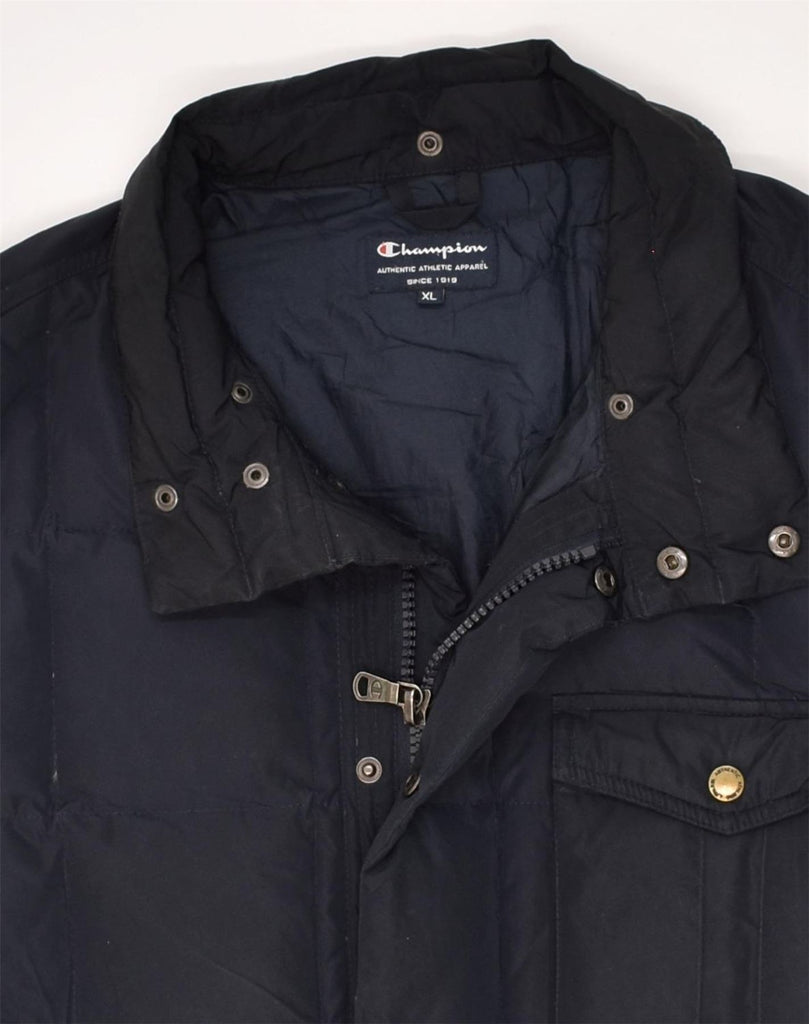 CHAMPION Mens Padded Coat UK 42 XL Navy Blue Polyester | Vintage Champion | Thrift | Second-Hand Champion | Used Clothing | Messina Hembry 