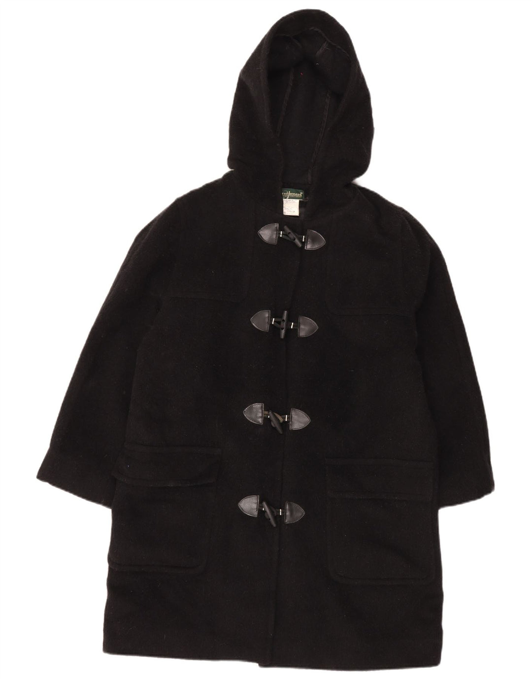 Harve Benard Womens Oversized Hooded Duffle Coat UK 16 Large Black Wool