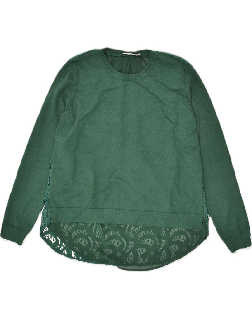 OASIS Womens Lace Crew Neck Jumper Sweater UK 16 Large Green Viscose | Vintage Oasis | Thrift | Second-Hand Oasis | Used Clothing | Messina Hembry 