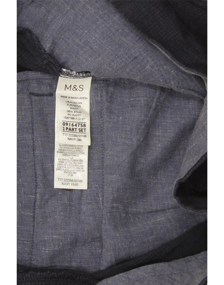 Marks & Spencer Mens Chino Shorts W38 XL Navy Blue Cotton