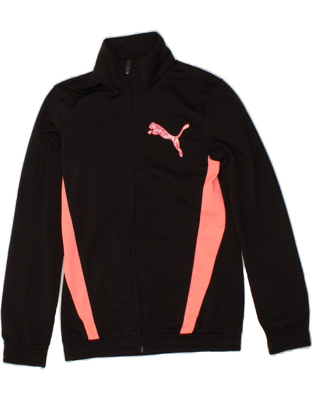 PUMA Girls Graphic Tracksuit Top Jacket 11-12 Years Large Black Vintage Puma and Second-Hand Puma from Messina Hembry 