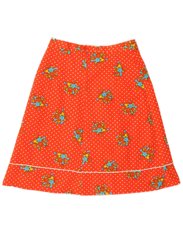 Vintage Womens A-Line Skirt W28 Medium Red Floral