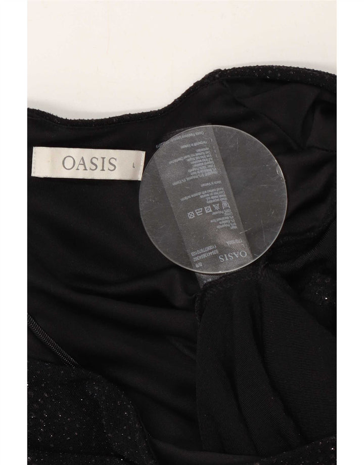 Oasis Womens Abstract Pattern Jumpsuit UK 16 Large Black Nylon