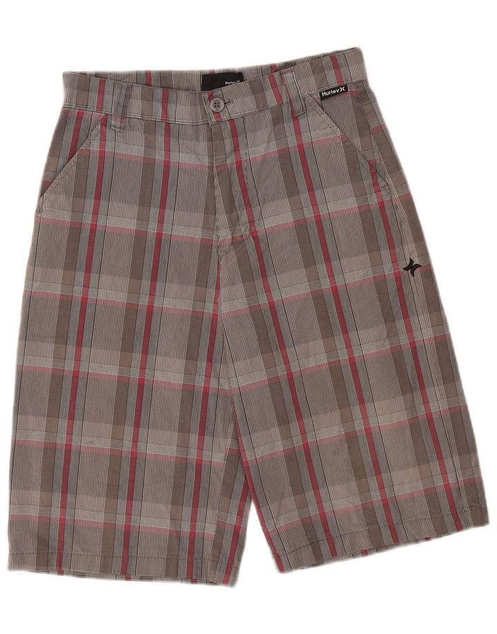 Hurley Boys Chino Shorts 13-14 Years W27 Grey Check Cotton