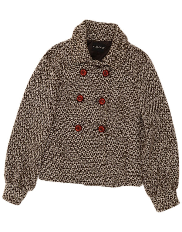 Kor@Kor Womens Pea Coat IT 44 Medium Brown Herringbone Polyester