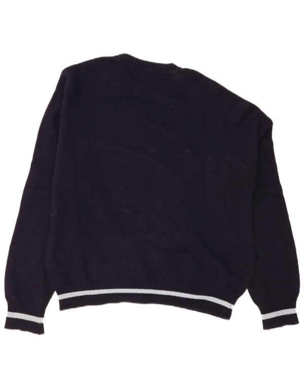 Lee Womens Graphic Crew Neck Jumper Sweater Large Navy Blue Wool