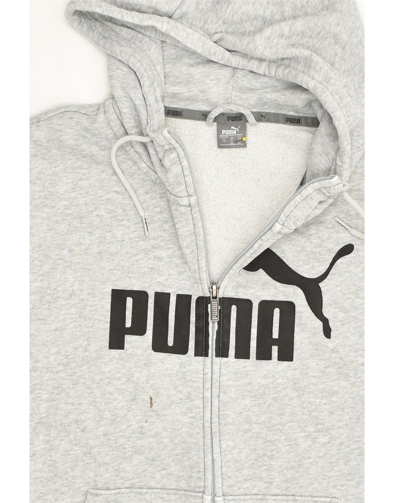 PUMA Womens Graphic Zip Hoodie Sweater UK 16 Large  Grey Cotton | Vintage Puma | Thrift | Second-Hand Puma | Used Clothing | Messina Hembry 