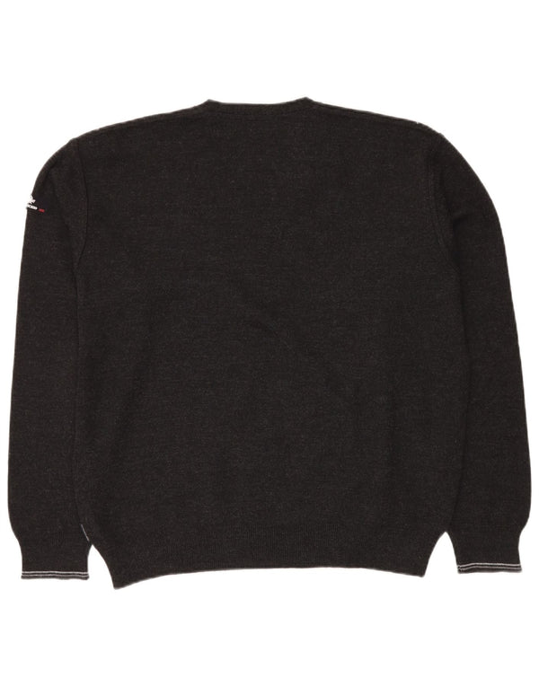 Il Granchio Mens V-Neck Jumper Sweater Large Grey Geometric New Wool